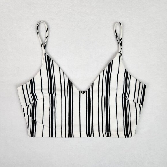 Windsor Womens Crop Top Lined Size M White with Black Stripes - Picture 1 of 8